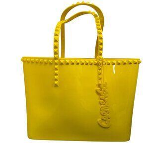 Carmen Sol Studded Yellow Tote Bag With Double Handles